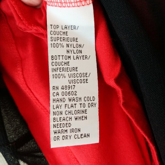 🔴 Calvin Klein Petites sz PM Double Layered Red Black Mesh Top Blouse Stretch - Picture 9 of 16
